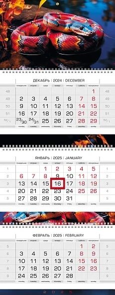 Фото для Календарь квартальный 3-х блоч. ЛЮКС Год Змеи