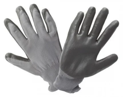 Фото для Перчатки стекольщика серый нейлон/черный латекс, облитая ладонь