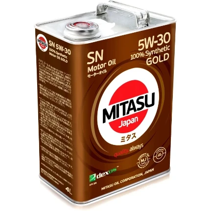 Фото для Масло моторное Mitasu Gold+ 5w30, синтетическое, API SP, ILSAC GF-6A, для бензинового двигателя, 4л, арт. MJ-P01/4