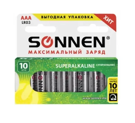 Фото для Батарейка AAA 10шт Super Alkaline 24А SONNEN