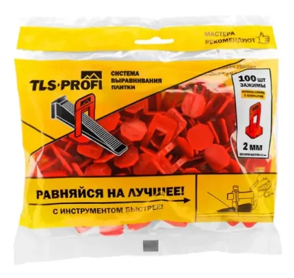 Фото для Система выравнивания плитки зажим 2 мм 100шт TLS12020 TLS-Profi