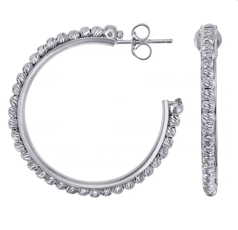 Серьги-кольца с алмазными шариками диаметр 25 GF.ITALIA