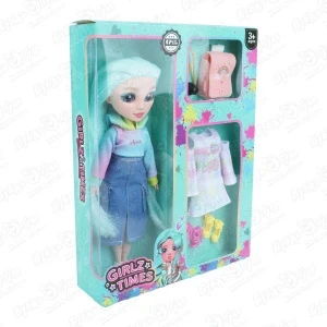 Фото для Кукла Lanson Toys Girlz Times модельная с бирюзовыми волосами одеждой и аксессуарами с 3лет