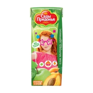 Фото для Сок Сады Придонья яблоко-абрикос с мякотью 125мл с 5мес