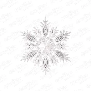 Украшение елочное Снежинка серебряная матовая 11см