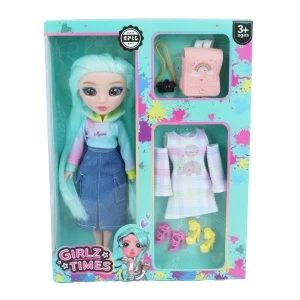 Фото для Кукла Lanson Toys Girlz Times модельная с бирюзовыми волосами одеждой и аксессуарами с 3лет