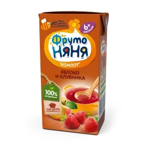 Фото для Компот ФрутоНяня яблоко-клубника 200мл с 6мес
