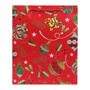 Фото для Пакет подарочный Lanson goods новогодний с ретро узором 32×26×10см