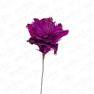 Фото для Украшение елочное Цветок из перьев на ножке фиолетовое