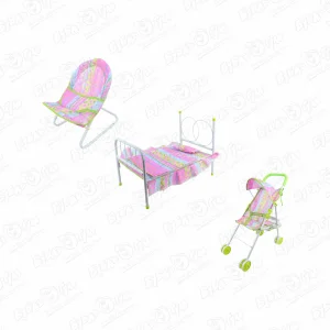 Набор мебели для пупса Lanson Toys Стульчик коляска и кроватка