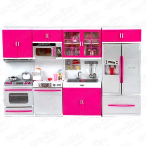 Кухня для кукольного дома серо-розовая