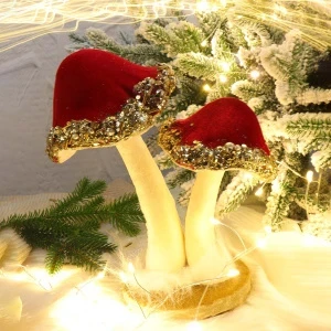 Фото для Фигурка Lanson goods Грибы с блестящими шляпками 23см красно-белый