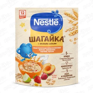 Каша Nestle Шагайка молочная яблоко-земляника-персик 190г с 12мес БЗМЖ