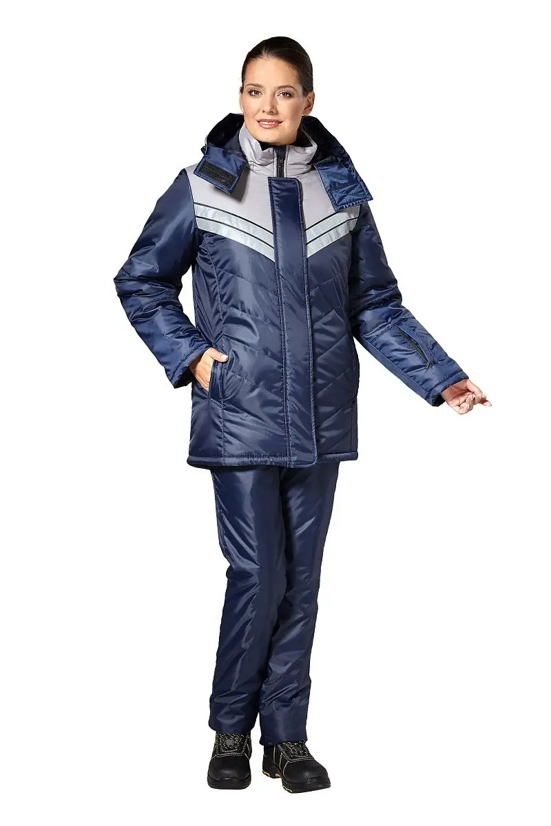 Куртка утепленная женская "Эребус" цвет темно-синий/серый КУР604