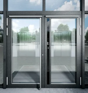 Двери входные из алюминиевого профиля (тёплые). Изготовление и монтаж
