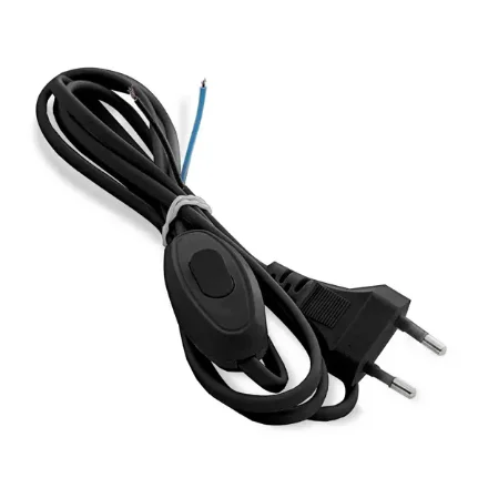 Фото для Сетевой шнур для бра с выключателем 1.5+0.5м черный