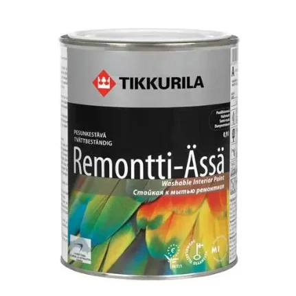 Фото для TIKKURILA Краска в/д моющаяся п/матовая "Remontti-Assa" основа А 0,9 л