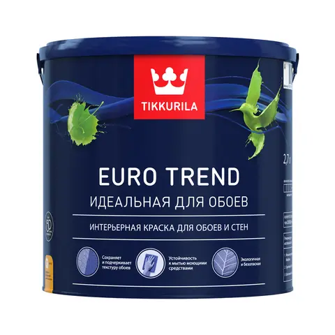 TIKKURILA Краска для обоев и стен матовая "Euro Trend" основа А 9 л