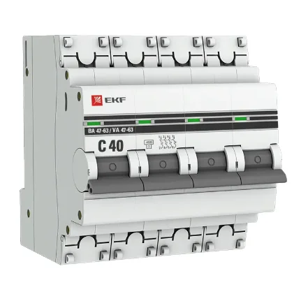 Автоматический выключатель 4P 40А (C) 4,5кА ВА47-63 ЭКФ PROxima