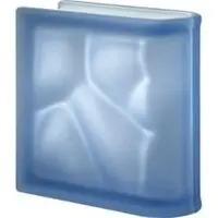 Стеклоблок торцевой Волна голубой матовый 190*190*80 VITRABLOK