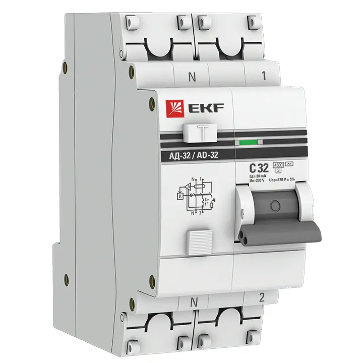 Дифференциальный автомат 1P+N С32А/30мА тип AС, 4,5кА, АД-32 электронный, защита 270в ЭКФ PROxima