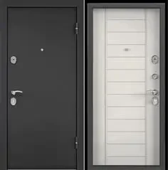 Фото для Дверь металлическая темно-серый букле графит,левая,МДФ дуб беленый С6-9,фурн.хром 950*2050*70 (2мм)