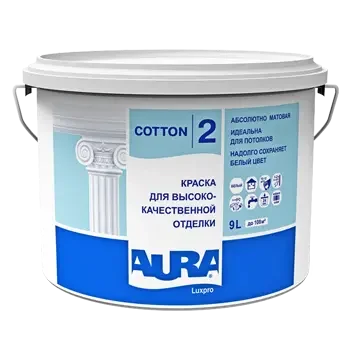 Краска в/д для потолков глубокоматовая "Aura Cotton, Luxpro 2" 0,9 л ЭСКАРО