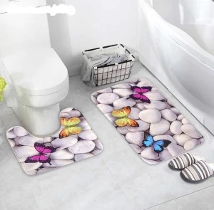 Фото для Набор ковриков для ванны и туалета КАМНИ 40х50 см/50х80 см 2 шт,белый