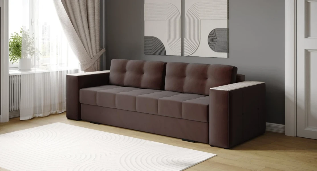 Фото для Диван раскладной Виконт (Коричневый/Сандал белый)