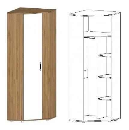 Фото для Шкаф угловой Инфинити (Дуб крафт/Белый)