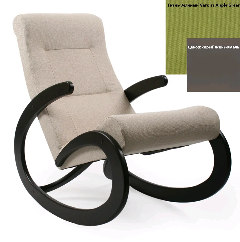 Кресло-качалка Неаполь Модель 1 (Серый ясень-эмаль/Ткань Зеленый Verona Apple Green)