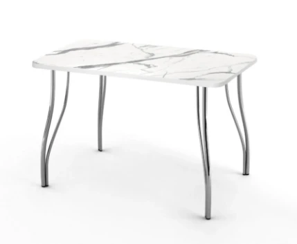 Фото для Стол обеденный пластик Волна-2 В1 (Мрамор белый)