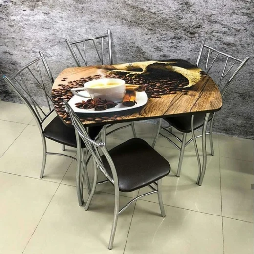 Стол обеденный Волна-2 В5 (Кофе с чашкой R012)