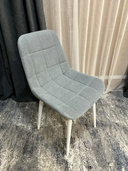 Фото для Стул обеденный Бостон прострочка, утяжка (Светло-серый RS-25/Белый)