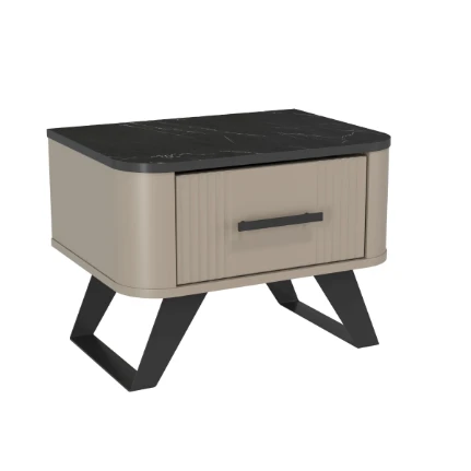 Фото для Тумба прикроватная Фиделия 76.07 (Серый камень/Грей/Мрамор черный)