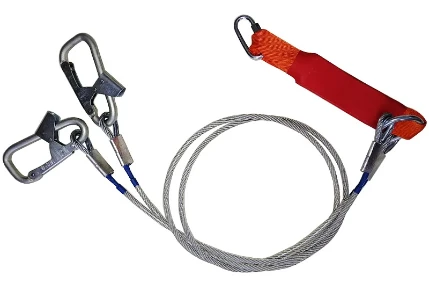 Фото для Строп аБд+Кс (стальной трос) двойной с амортизатором 2 монт.+1 соед.кар. 1,5м