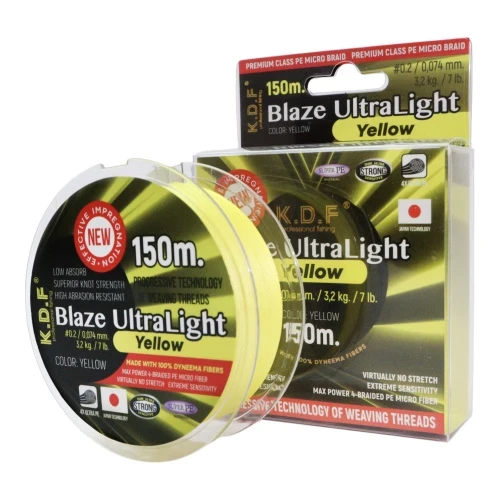 Фото для Плетеный шнур KDF Blaze Ultra Light Yellow 150 м в ассорт