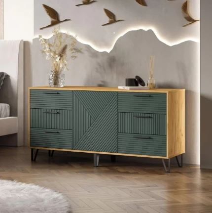 Фото для Флэш Комод 1500 (Браш Мени Грин / Дуб Крафт) МИФ