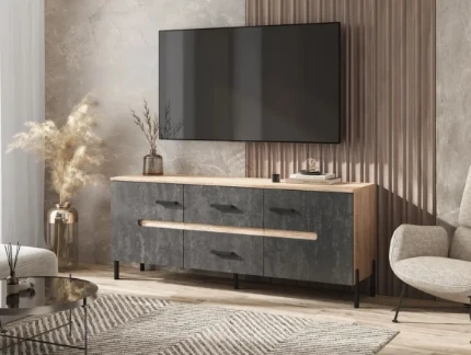 Фото для Ким Тумба ТВ МЕТАЛЛ (Бетон Графит, Сонома) МИФ