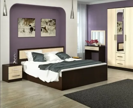 Фото для Фиеста Кровать 1400 м (Дуб беленый, Венге) МИФ