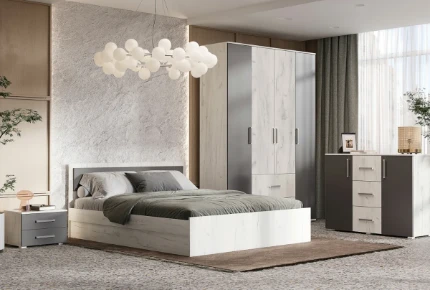 Фото для Фиеста NEW Кровать 1600 м ( Графит ,Дуб крафт белый) МИФ