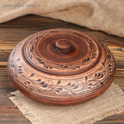 Фото для Горшок духовой 2 л, красная глина 5036456