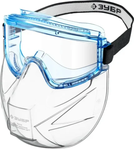 Защитные очки в комплекте со щитком ЗУБР ПАНОРАМА ЩИТ прозрачные, непрямая вентиляция, 110233
