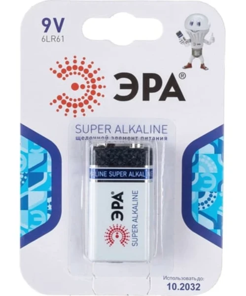 Фото для Батарейка ЭРА 6LR61-1BL (12/96/5760)