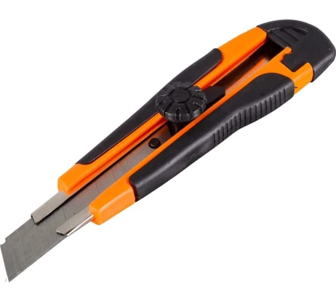 Фото для Нож с выдвижным лезвием 18 мм, двухкомпонентный корпус, винтовой фиксатор, Вихрь