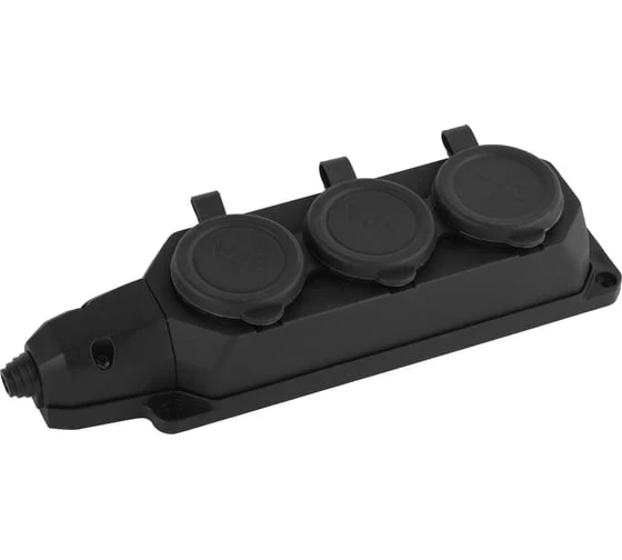  Колодка ЭРА K-3e-B-IP44 3гн, с/з, 16А каучуковая черная