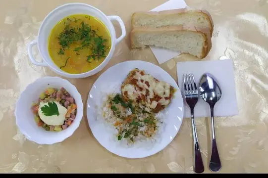 Комплексный обед, первое, суп, второе, салат, компот, чай