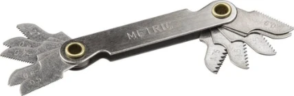 Фото для STAYER шаг метрич. резьбы 0.5 - 1.75 мм, шаг трубной резьбы 0.907 и 1.07 мм, (27, 28 tpi), резьбомер, Professional (28041)