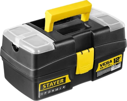Фото для STAYER VEGA-12, 290 x 170 x 140 мм, (12″), пластиковый ящик для инструментов (38105-13)