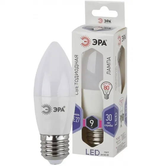 Лампа ЭРА LED smd B35-9w-860-E27